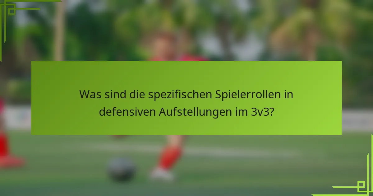 Was sind die spezifischen Spielerrollen in defensiven Aufstellungen im 3v3?